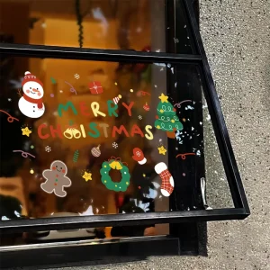 New Year and Christmas Decoration Static Cling Glass Door Stickers and Decals