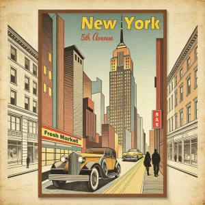 New York City Landmarks Art Poster Custom Size Waterproof Vinyl Material Printed Indoor Outdoor