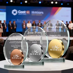 Noble Crystal Oval Shape Trophy Gold Silver Rose Gold Corporate Recognition Award Custom Engraved Gift