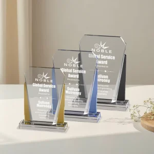 Noble Custom Engraving Optical Crystal Achievement Plaque Awards