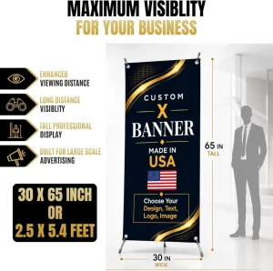 ODM Morden Style X Frame Floor Stand Promotion Advertising 60*160 80*180cm X Display Stand for Exhibition Sale
