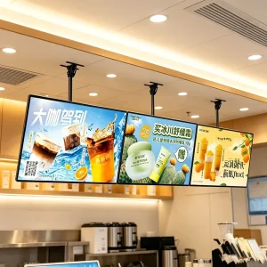 OEM Ceiling Mounted Menu Board Tempered Glass Front Backlit Poster Frame Ultra Slim LED Light Boxes Restaurant Board