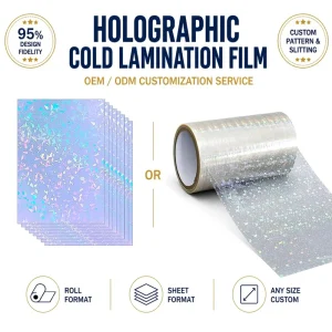 OEM Holographic Cold Lamination Film A3 A4 Sheet 80mic Waterproof Rainbow Star Pattern For Photo Print Book Cover
