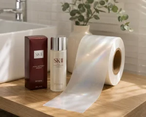 OEM Iridescent Pearl BOPP Lamination Film Glossy Shimmer Effect for High End Cosmetics Packaging