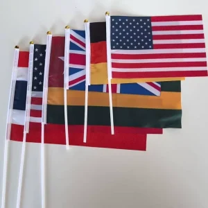 OEM ODM Custom Digital Printed Waterproof Polyester Hand Flags Bamboo Flagpole 4×6 5×8 11×18 Inches Hand Waving Country Flags
