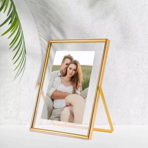 OEM ODM Custom Gold Metal Floating Picture Frame Private Label Thin Glass Photo Frame for Luxury Brands