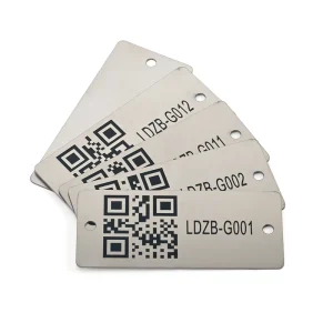 OEM ODM Custom Printed Recycled Brushed Metal Aluminium Asset Product Tag QR Code Serial Numbers Name Plates with Mounting Hole