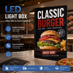 OEM ODM Pull Replace LED Light Box Super Slim Aluminum Frame Milk Tea Shop Wall Backlit Menu Sign