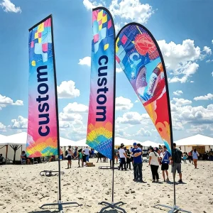 OEM Pennant Teardrop Flag Waterproof Weatherproof Eye Catching Custom Logo Printed Outdoor Exhibition Brand Activation