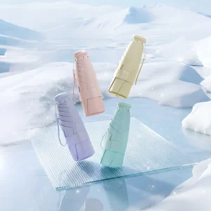 OEM Sun Umbrella Factory UPF50 Ice Silk 5 Fold Mini Pocket Custom Logo Anti UV Parasol for Women Travel Gift