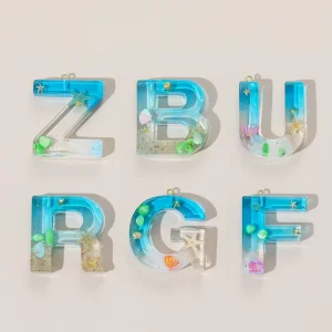 Ocean Series English Alphabet Letter Decoration Semi finished DIY Resin Epoxy Technique Holiday Gift Accessories for Women