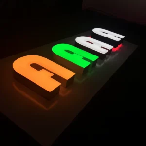 Office Signage Crystal Board Stainless Steel Epoxy Resin Letters with Back-lit LED Luminous Letter Illuminated Sign