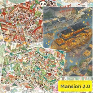 One Pack of Decals A Night Out on the Lantern Festival Manzhuang Series Classic Style 3D Miniature Scene Decals