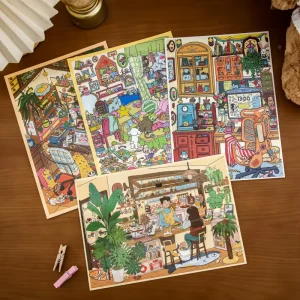 One Pack of Stickers Scenery Stickers 1.0 Series 3D Stickers for Everyday Scenes Fun Scene Stickers with Alignment Guides