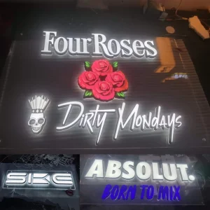 Outdoor Acrylic Backlight Advertising Light Box with Metal words Signboard Door and LED Letter Light Board Cross Border