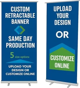Outdoor Advertising Banner Big Sea Lion Dripping Crescent Shaped Luxury Aluminum Alloy Roll Up Display Stand