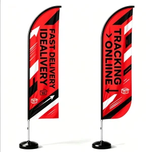 Outdoor Advertising Blade Flag with Fiberglass Flagpole Teardrop Shape Replaceable Printed Graphic for Shopping Center Promotion