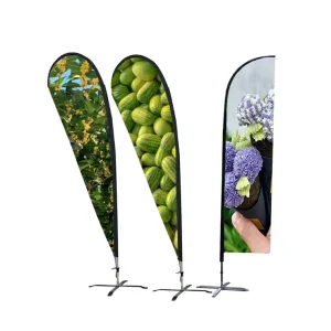 Outdoor Advertising Heat Transfer Printed Polyester UV Resistant Full Color Double Sided Blade Flag Banner for Trade Show