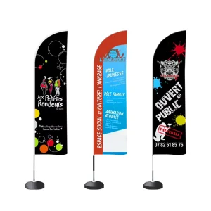 Outdoor Advertising L Shape Flag Pole Double Sided Digital Printing Rectangle Flags