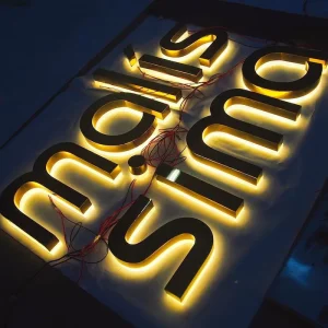 Outdoor Advertising Luxury Metal Custom Logo Sign Gold Stainless Steel 3D Channel Letters LED Sign For Business Signage Signs