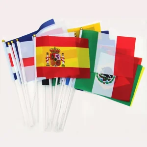 Outdoor Advertising Mini Hand Wave Flag on Stick with Pole 14*21cm Hand Flag