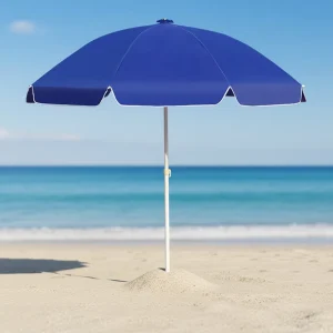 Outdoor Advertising Sun Umbrellas with Custom Logo Printing Iron Pole Nylon Beach Parasols
