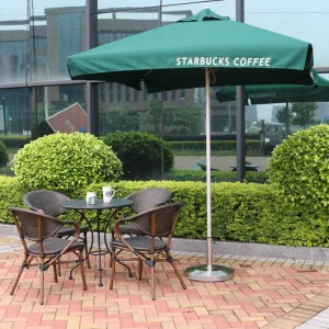 Outdoor Aluminum Parasol Cafe Sun Umbrella Customized Advertising Logo Commercial Center Pole Courtyard Table Chair