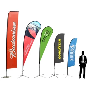 Outdoor Bali Bow Sail Flying Banner Swooper Custom Printing Advertising Feather Teardrop Flag Beach Flag Pole Set