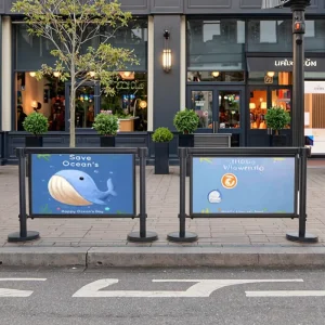 Outdoor Cafe Advertising Roller Signs Banner Retractable Belt Barrier Queue Line Barrier Roller Stand Barrier Aluminum Alloy