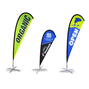 Outdoor Custom Advertising Flying Pennant Banners Teardrop Feather Beach Flags Eco Friendly High Resolution