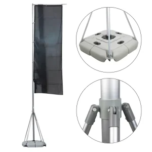 Outdoor Durable 5m Aluminum Flexible Aluminum Giant Flag Pole for Water Injection Flag L Flag