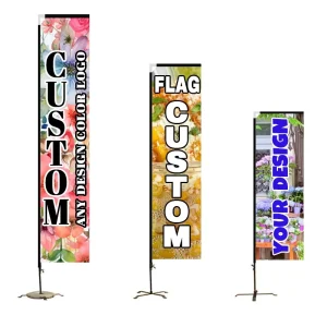 Outdoor Event Advertising Roadside Display Sign Double-Sided Printing Fiberglass+Aluminium Alloy Flagpole Flags Promotional