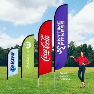 Outdoor Event Promotion Double Sided High Definition Printing Feather Shaped Knife Shaped Teardrop Flag Customized Beach Flag