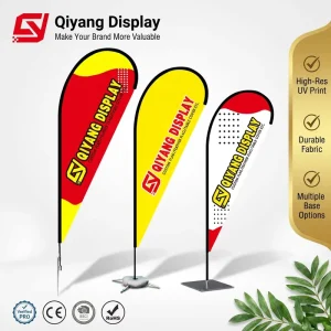 Outdoor Flying Banner Custom Printed Advertising Feather Teardrop Flag Bali Bow Beach Flag with Corss Base