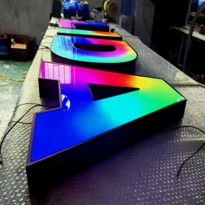 Outdoor Iridescent Letter Signage Stainless Steel Housing 12V Waterproof LED Strip with Remote Control Adjustment Hotel Signage