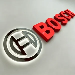 Outdoor LED Resin Glow Sign Letters Brushed Stainless Steel LED Illuminated Letters LED Custom Business Logo for Mall Auto Shops
