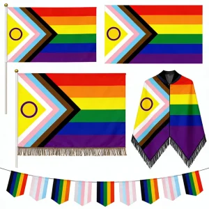 Outdoor LGBTI+ Rainbow Pride Intersex Progress Printed High Quality Durable Polyester Banners Gay Pride Banner