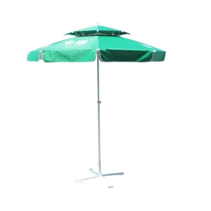 Outdoor Large Steel Frame Double Top Fiber Bone Waterproof Sun Stall Courtyard Windproof Folding Advertising Umbrella Model 24SD