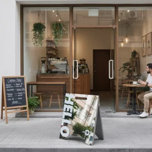 Outdoor Mirror Advertising A Frame Stand Sign Board Open Display Rack Pavement Signage for Coffee Shop