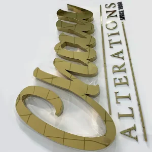 Outdoor Mirror Gold Metal Signage 3D Stainless Steel Letters for Luxury Shop Fronts and Restaurant Branding
