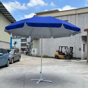 Outdoor Promotional Beach Sunshade Umbrella Supported Customized Logo UV Protection Beach Umbrella Parasol with Base