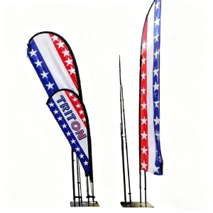 Outdoor Rectangle Advertising Feather and Blade Flags Fiberglass Flagpole Double usage Portable Adjustable Cross Base Ground