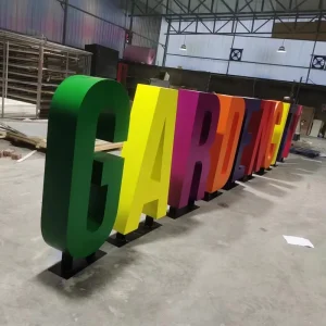 Outdoor Rust Proof Large Stainless Steel 3D Metal Letters Commercial Building Landmarks Ground Standing Signage