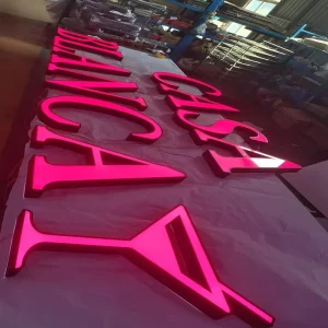 Outdoor Signage Front lit Acrylic Letters Stainless Steel Letter Casing Full color LED Light Board LED Letters
