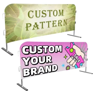 Outdoor Sports Events Lized Custom Black Safety Barrier Cover Commercial Spandex Polyester Barricade Cover Banner