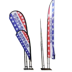 Outdoor Sporty Rectangle Advertising Nylon Feather Blade Fiberglass Double Usage Portable Adjustable Pole Ground Spike