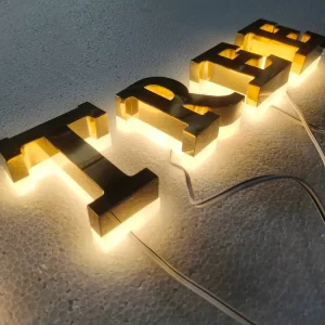 Outdoor Stainless Steel LED Backlit Waterproof Customizable Mini Luminous Advertising Letter Sign