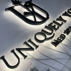Outdoor Stainless Steel LED Backlit Waterproof Customizable Mini Luminous Advertising Letter Sign for Hospitals Companies