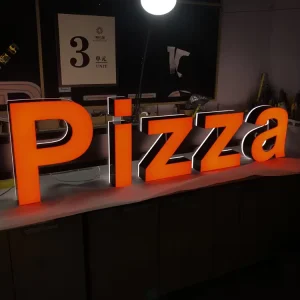 Outdoor Wall Mounted Front Light Acrylic Channel Letter for Pizza Shop