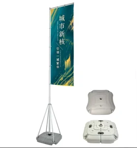 Outdoor Water Injection Flag with Durable Water Filled Base Custom Printed for Marketing Activities Trade Shows and Shops